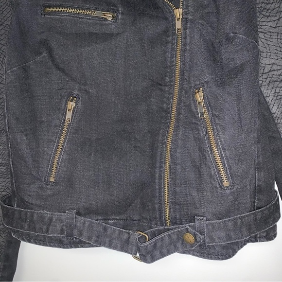 Current/Elliott "Easy Biker" Jacket Black Grey Dark Denim Moto Edgy Size Small - Picture 6 of 14